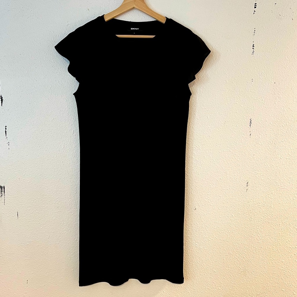 DKNY black shirt dress with flutter sleeves S